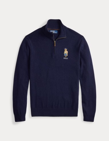 POLO BEAR WOOL QUARTER ZIP JUMPER