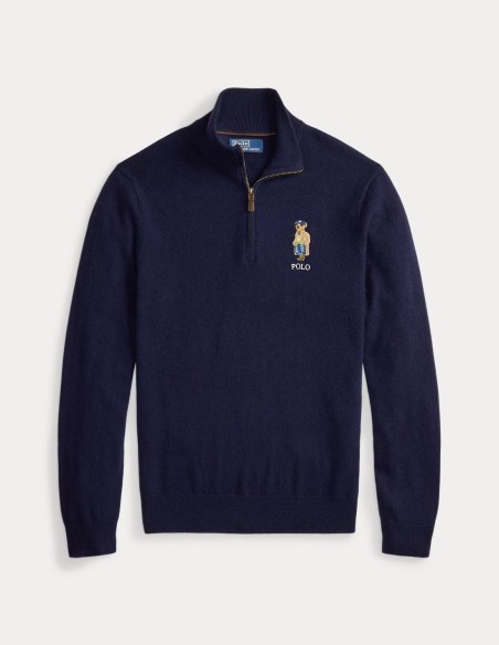 POLO BEAR WOOL QUARTER ZIP JUMPER