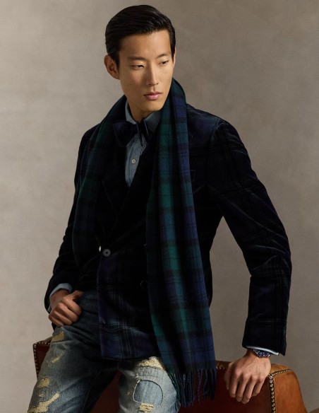 TARTAN FRINGE WOOL SCARF