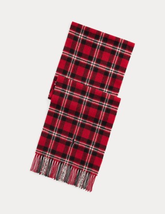 TARTAN FRINGE WOOL SCARF