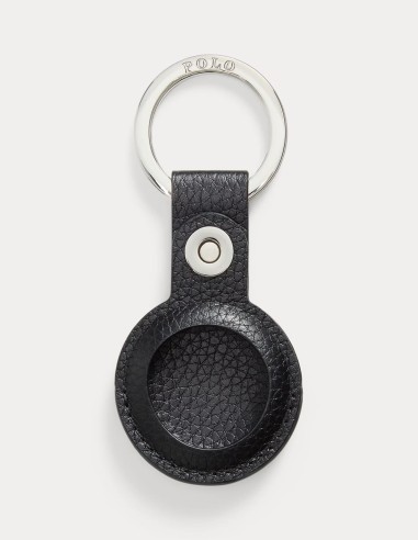 PEBBLED LEATHER AIRTAG KEY FOG