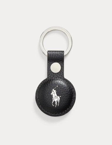 PEBBLED LEATHER AIRTAG KEY FOG