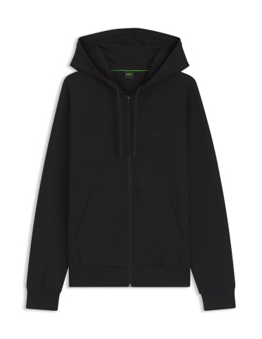 STRETCH-COTTON ZIP-UP HOODIE WITH...
