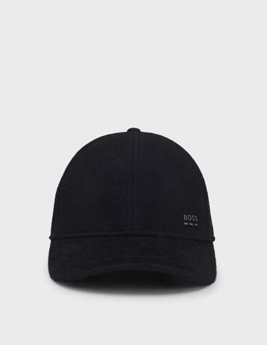 WOOL & SILK BLEND CAP WITH LOGO HANDWARE