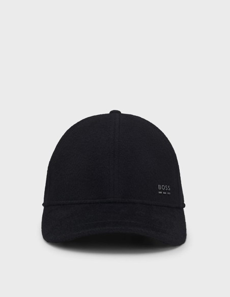 WOOL & SILK BLEND CAP WITH LOGO HANDWARE