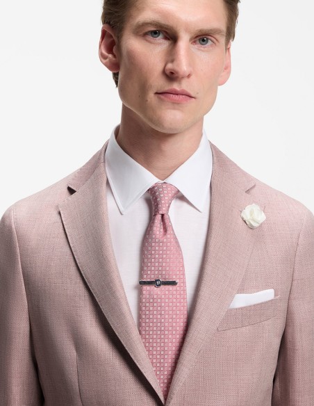 SLIM FIT BLAZER IN MICRO PATTERN LINEN BLEND