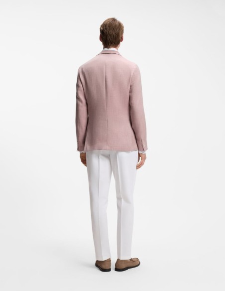 SLIM FIT BLAZER IN MICRO PATTERN LINEN BLEND