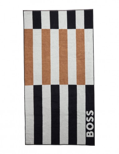 COTTON BEACH TOWEL WITH LOGO AND BLOCK STRIPES