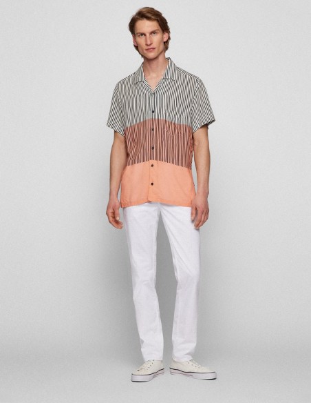 SLIM FIT TROUSERS IN STRETCH COTTON SATIN