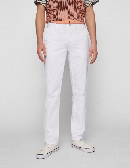 SLIM FIT TROUSERS IN STRETCH COTTON SATIN