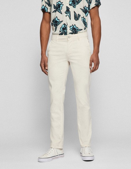 SLIM FIT TROUSERS IN STRETCH COTTON SATIN