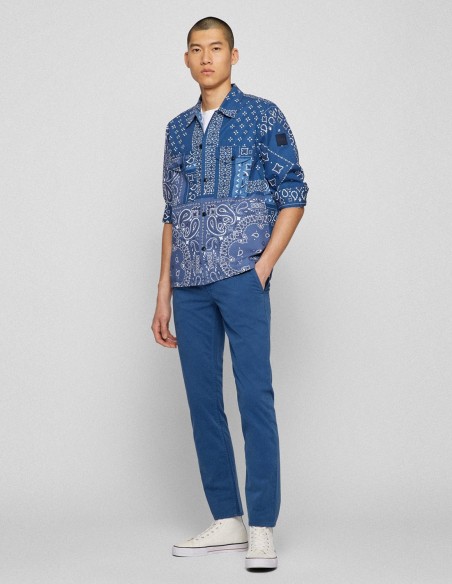 SLIM FIT TROUSERS IN STRETCH COTTON SATIN