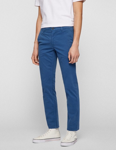 SLIM FIT TROUSERS IN STRETCH COTTON SATIN