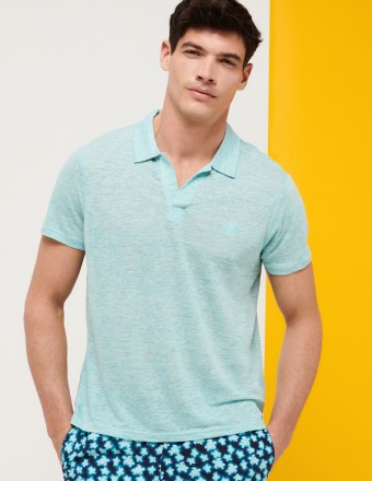 LINEN JERSEY POLO SHIRT SOLID