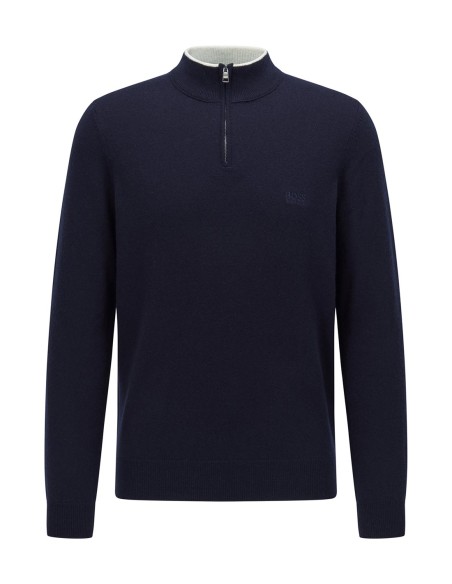 VIRGIN-WOOL SWEATER WITH QUARTER ZIP