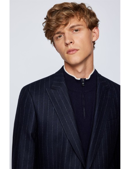 VIRGIN-WOOL SWEATER WITH QUARTER ZIP