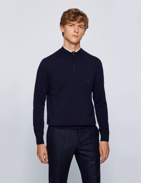 VIRGIN-WOOL SWEATER WITH QUARTER ZIP