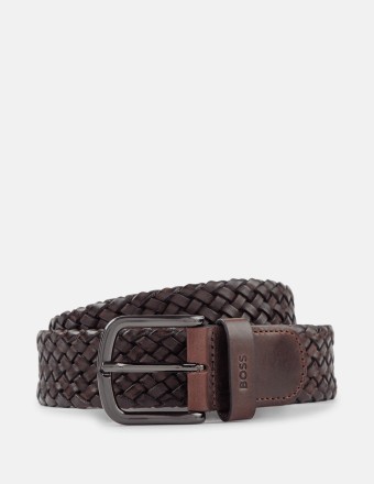 WOVEN LEATHER BELT WITH...