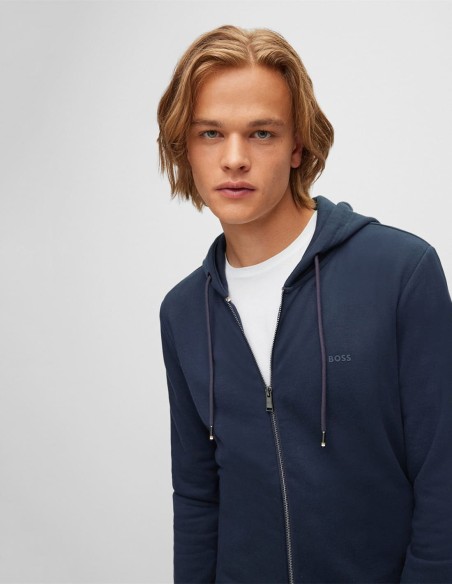 COTTON HOODED SWEATSHIRT CARDIGAN