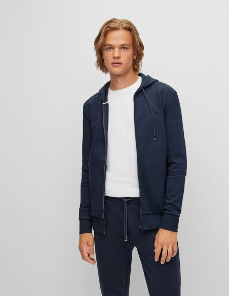 COTTON HOODED SWEATSHIRT CARDIGAN