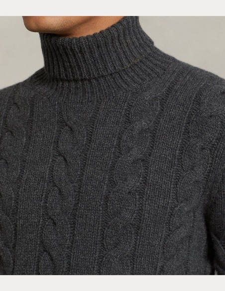 CABLE WOOL-CASHMERE TURTLENECK SWEATER