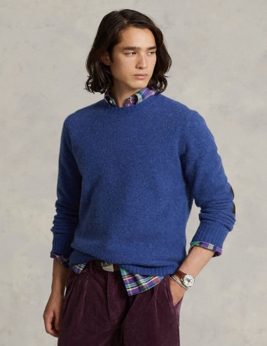 SUEDE-PATCH WOOL-CASHMERE JUMPER