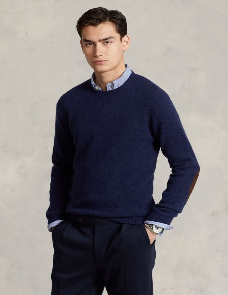 SUEDE-PATCH WOOL-CASHMERE JUMPER