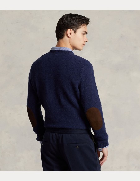 SUEDE-PATCH WOOL-CASHMERE JUMPER