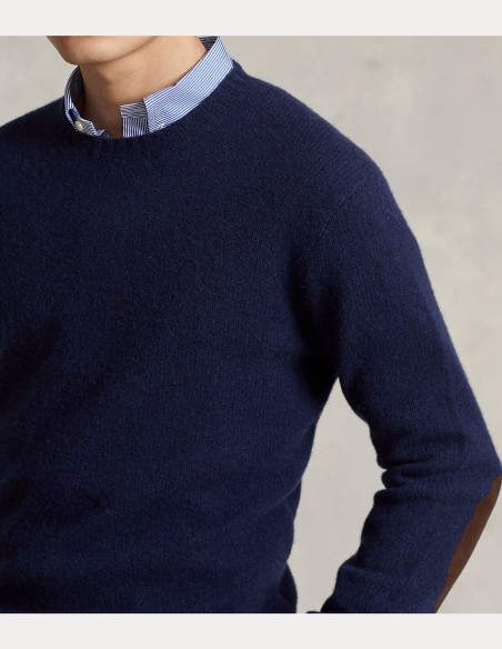 SUEDE-PATCH WOOL-CASHMERE JUMPER