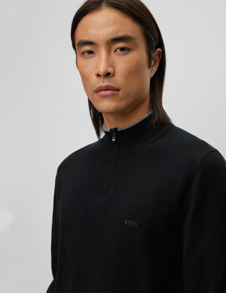 ZIP-NECK WOOL SWEATER