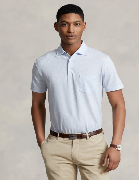 CUSTOM SLIM FIT COTTON-LINEN POLO SHIRT