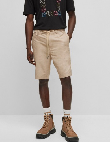 TAPERED FIT SHORTS IN COTTON-LINEN TWILL
