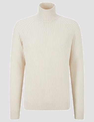 RIBBED MOCK-NECK WOOL SWEATER