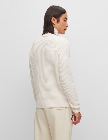 RIBBED MOCK-NECK WOOL SWEATER