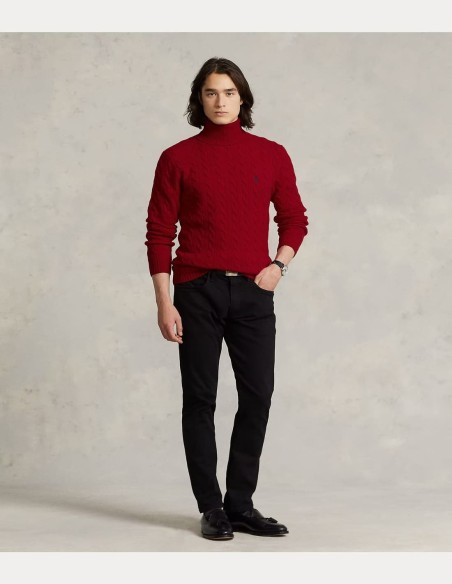 CABLE WOOL-CASHMERE ROLL NECK JUMPER