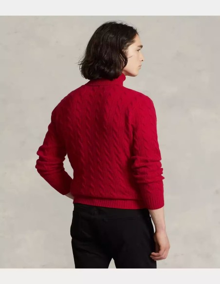 CABLE WOOL-CASHMERE ROLL NECK JUMPER