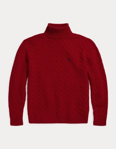 CABLE WOOL-CASHMERE ROLL NECK JUMPER