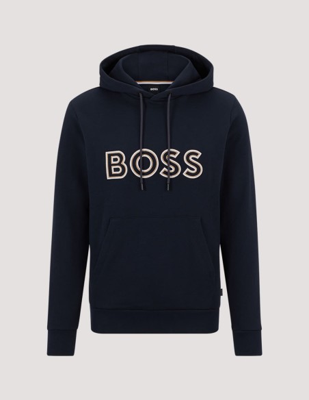 FRENCH-TERRY HOODIE WITH EMBROIDERED STRIPE