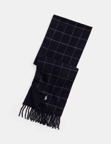 WINDOWPANE PLAID WOOL-BLEND SCARF