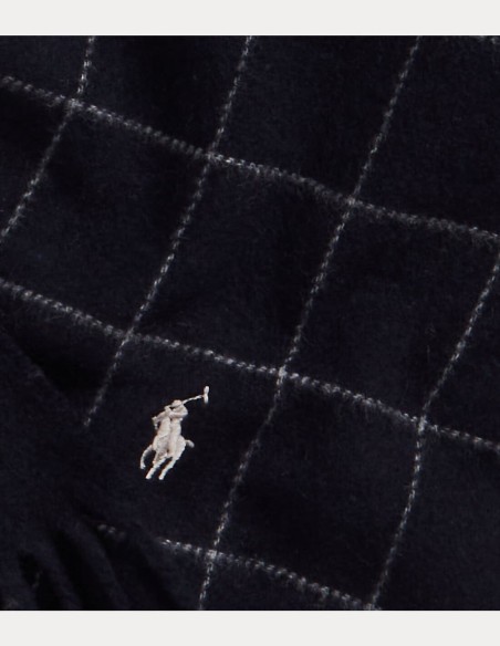 WINDOWPANE PLAID WOOL-BLEND SCARF