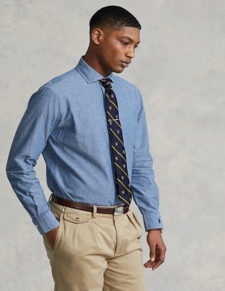 ΠΟΥΚΑΜΙΣΟ CUSTOM FIT INDIGO CHAMBRAY