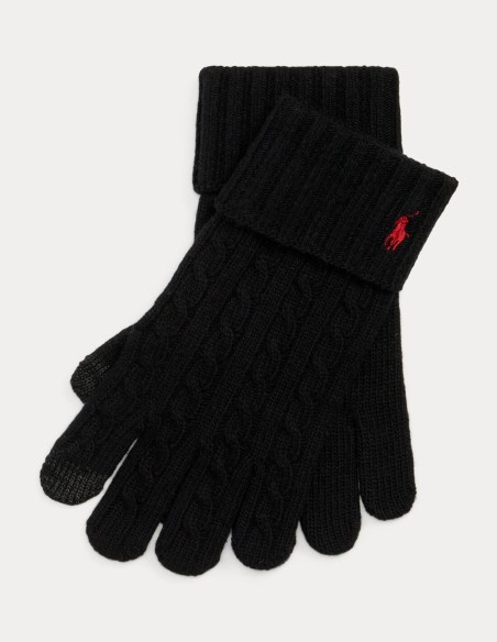 CABLE-KNIT WOOL-BLEND TOUCH GLOVES