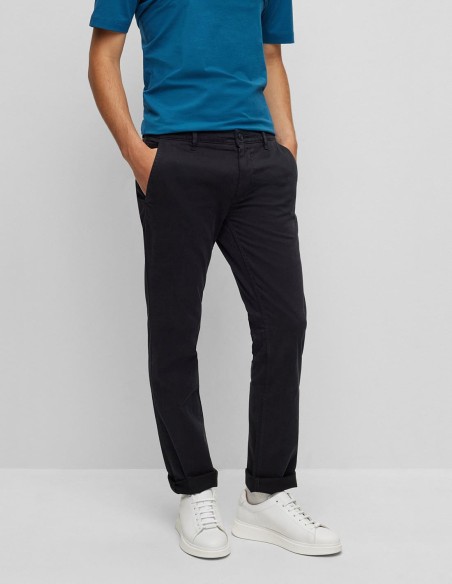 SLIM FIT TROUSERS IN STRETCH COTTON SATIN