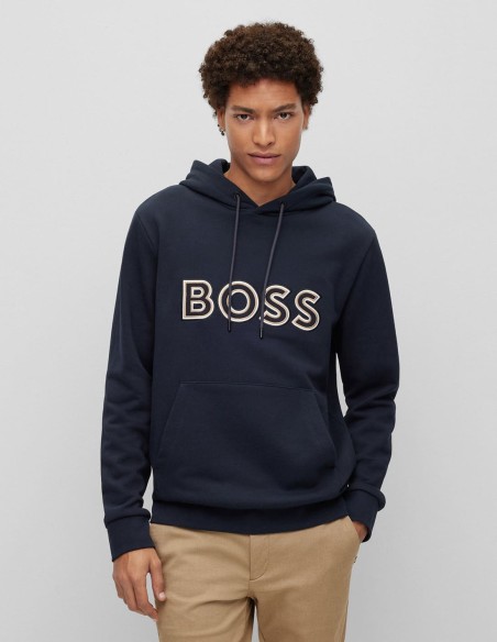 FRENCH-TERRY HOODIE WITH EMBROIDERED STRIPE