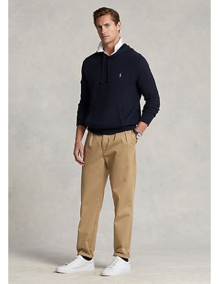 TEXTURED COTTON HOODED SWEATER