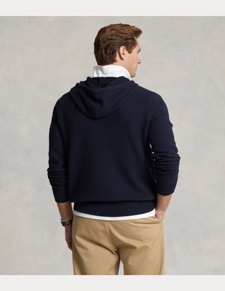 TEXTURED COTTON HOODED SWEATER