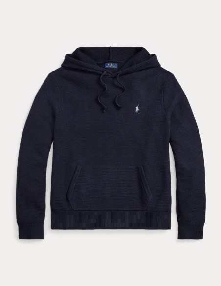 TEXTURED COTTON HOODED SWEATER