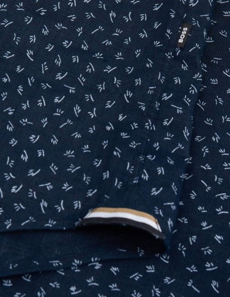 SLIM-FIT PRINTED LINEN SHIRT