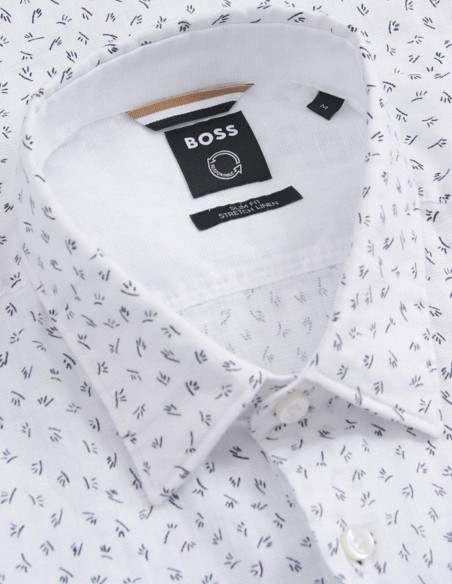 SLIM-FIT PRINTED LINEN SHIRT